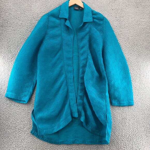 Chicos Top Womens 3 US Extra Large Blue Travelers Open Kimono Long Sleeve Layer - Picture 1 of 10